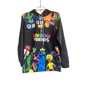 NWOT Adult Rainbow Friends Black Hoodie Graphic Pullover Size XL
